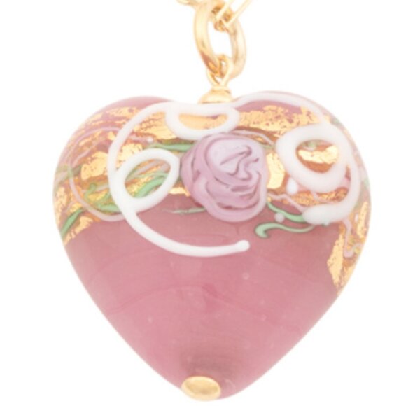 MILOR SILVER Made In Italy Sterling Silver Gemstone Murano Heart Necklace - Picture 3 of 3